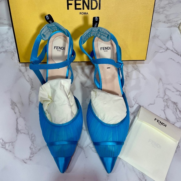 FENDI Blue Tulle Slingback - Picture 1 of 15
